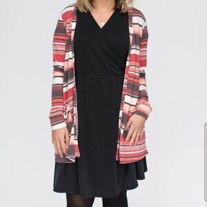 AGNES & DORA cardigan bright berry‎ stripe essential cardi top L